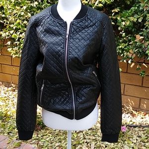 Forever 21 Faux Leather Quilted Bomber Jacket M